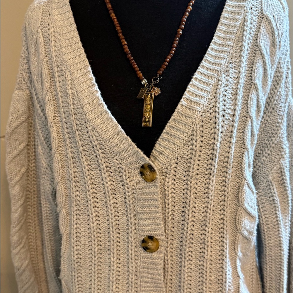 cupcakes & cashmere Cream Cable Knit V-Neck Button Cardigan